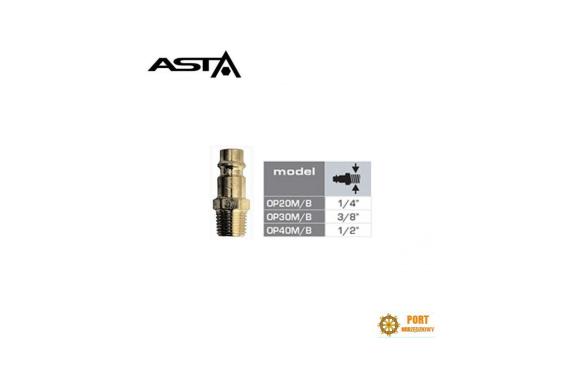 Szybkozłączka króciec wtyk do szybkozłącza z gwintem zewnętrznym 1/4 Asta OP20M/B