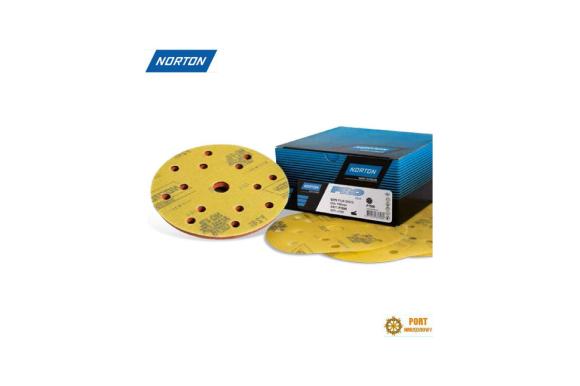 Krążek na folii fi 150mm granulacja P240 15 otworów Norton Q275 100szt. ( 77696088149 ) -C