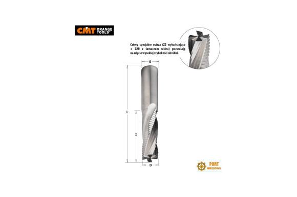 Frez spirany zgrubno wykańczający fi 16mm trzpień 16mm długość 110mm pozytyw do drewna i laminatu CMT ( 197.160.11 ) -C