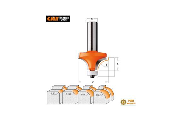 Frez trzpieniowy zaokrąglający do twardych materiałów Corian promień 12,7mm trzpień 12mm CMT ( 980.504.11 ) -C