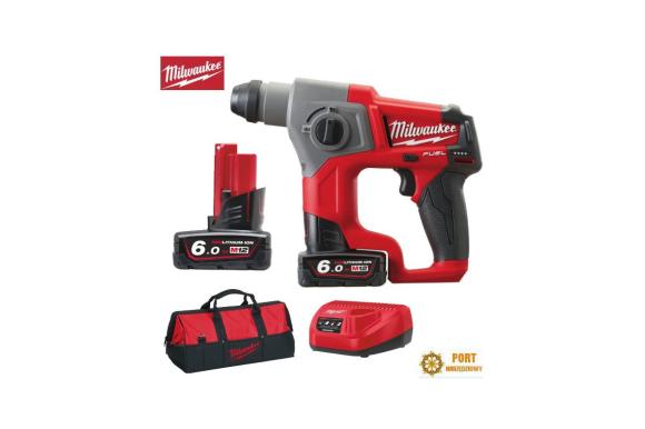 Milwaukee M12 CH 2x akumulator 12V 6,0Ah ładowarka torba młotowiertarka akumulatorowa 1,1J młot udarowy -Q